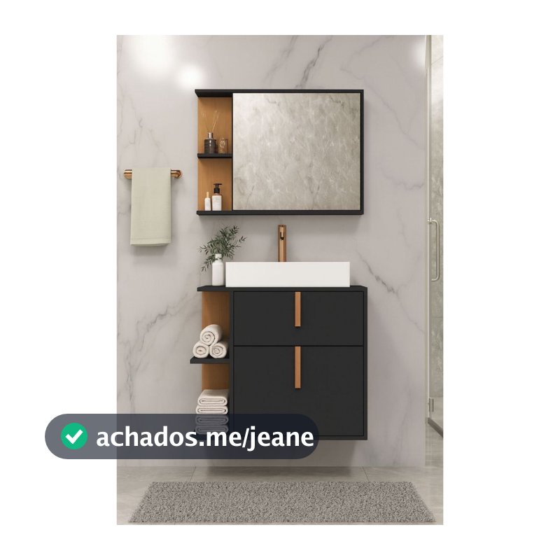 Kit Armário Suspenso Com Gabinete Para Banheiro Com Espelheira Balcão Com Cuba 2 Portas Virtus K7