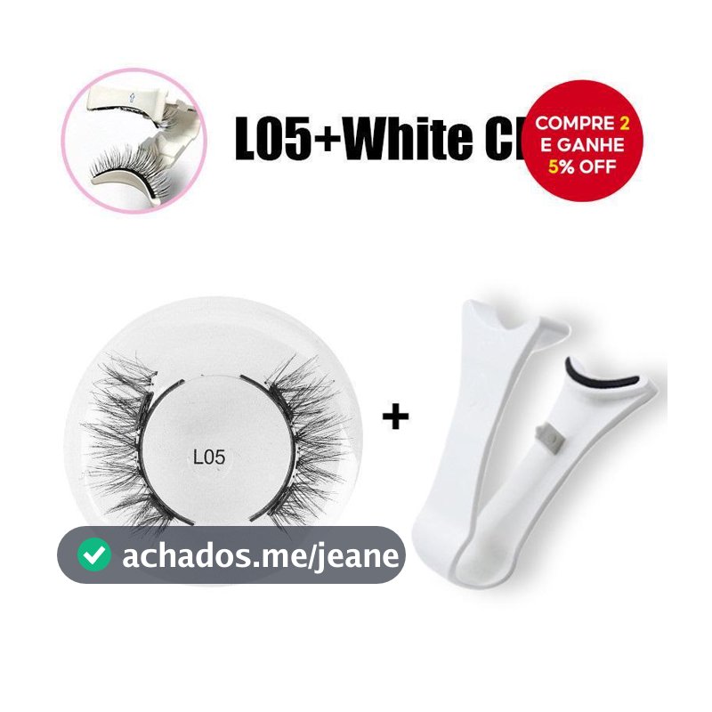 Conjunto de Cílios Magnéticos Reutilizáveis 3d com Pinças e Clips para Comprimento e Volume