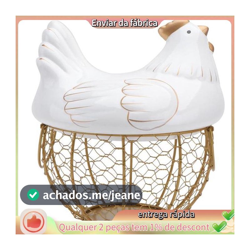 Cerâmica Ferro Frango Ovo Cesta Titular Lanche Frutas Diversos Caixa De Armazenamento Galinha Ornamentos Recipiente Orga