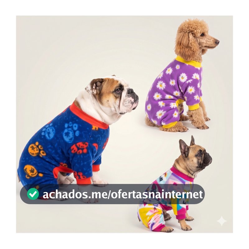 Um Macacão PET Soft ESTAMPAS SORTIDAS  Cachorro Inverno Frio Quente manga