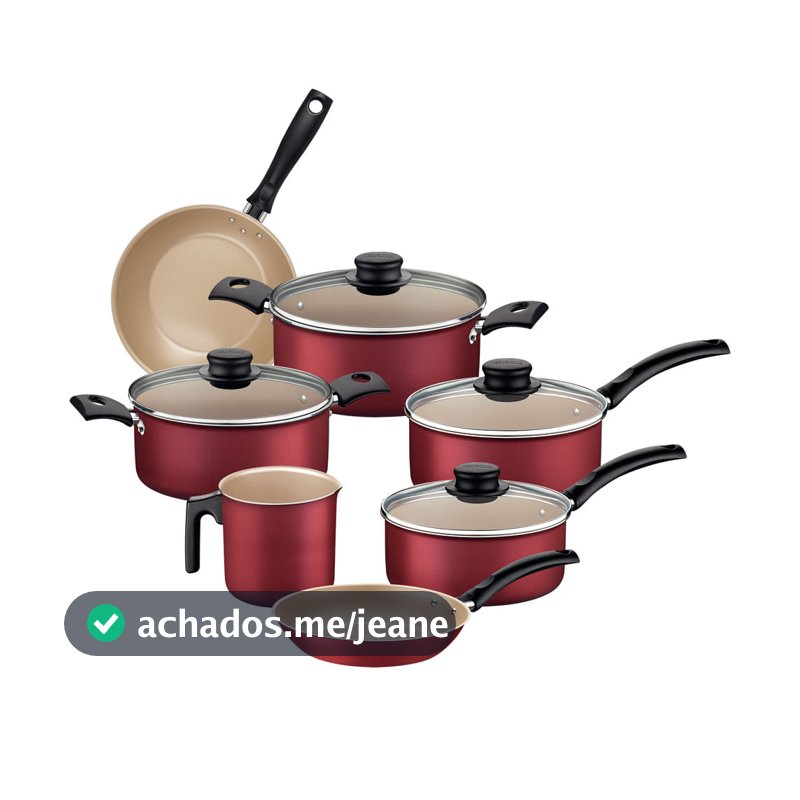 Conjunto de Panelas Antiaderente Tramontina Turim Vermelho 7 Peças