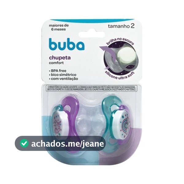 Kit Chupetas Tamanho 2 (+6 Meses) Buba Unicórnio Noturna - Comfort Ultra Soft Infantil