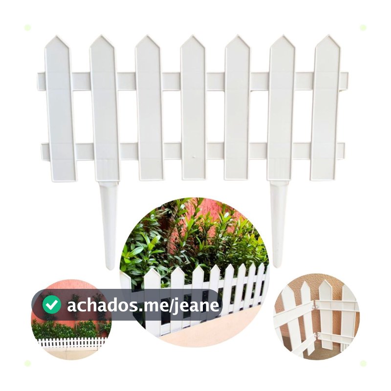 Kit 24 Cercas Plásticas para Jardim Brancas Tipo Inglês Decorativas Resistente Fácil Instalação