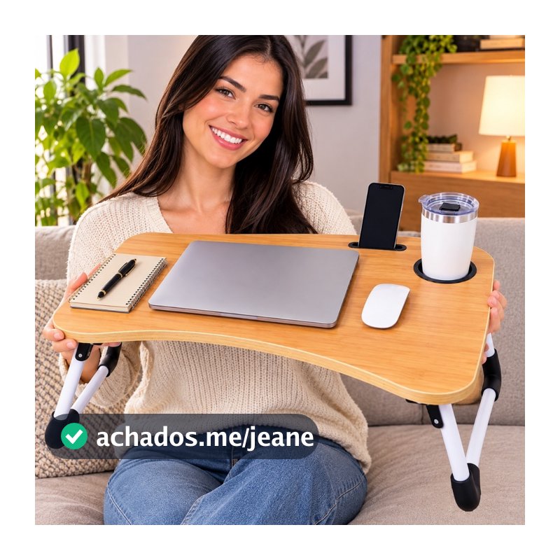 Mesa Notebook Multiuso  Ajustável Portátil Refeições café romântico Estudos - Marfim