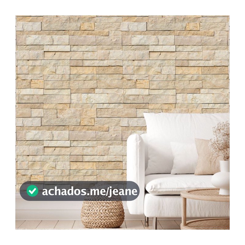 12 METROS Papel de Parede Adesivo Pedras Simétricas Bege Canjiquinha Decoração Ambientes