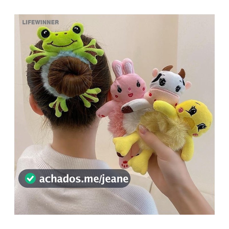 Urso Bonito Sapo Corda Cabelo/Pelúcia Panda Dos Desenhos Animados Coelho Peludo Anéis De Meninas Fahion Hug Laço Elástico Banda Hoop Mulheres Rabo De Cavalo Titular Acessórios Para O