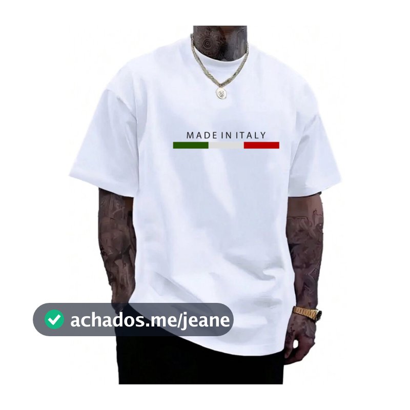 Camiseta Masculina Made In Italy Casual Camisa Algodão Premium