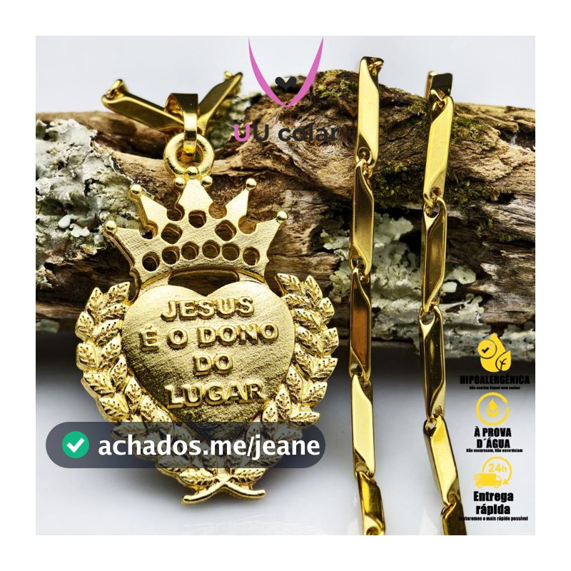 colar de corda com pingente de Jesus e corrente de moeda antiga em formato de diamante a ouro 18K