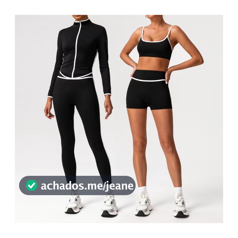 Conjunto Esportivo Feminino De Cintura Alta , De Ioga Com Sensação nude Justa Em Bloco Colorido , Roupa Ativa Para Corri