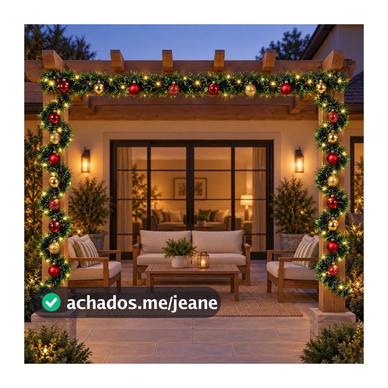 Festão 2 Metros com Bolinhas de Natal e Fio de Fada Decoração Natalina P/ Janela Porta Árvore Escada