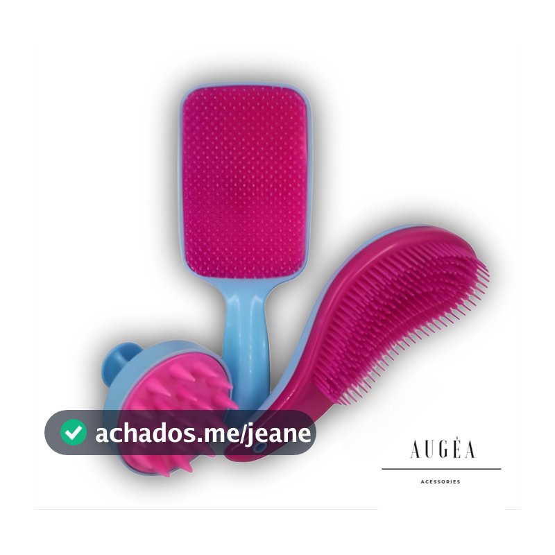 Kit Escovas TRIO Raquete Flex, Escova Mágica e Escova Massageadora Capilar de Silicone