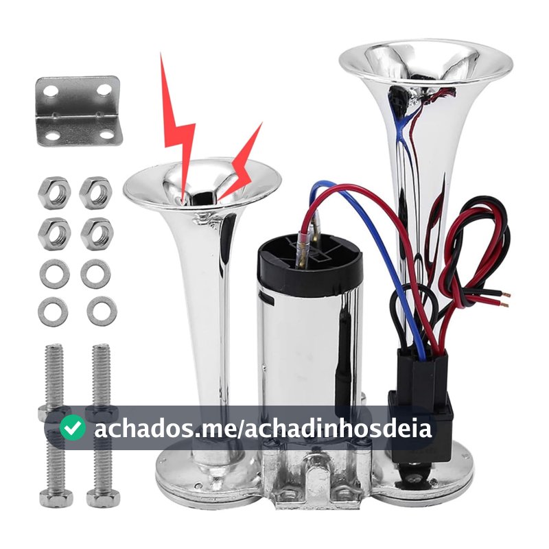 Buzina De Trem 2 cornetas 12v para carro moto van universal