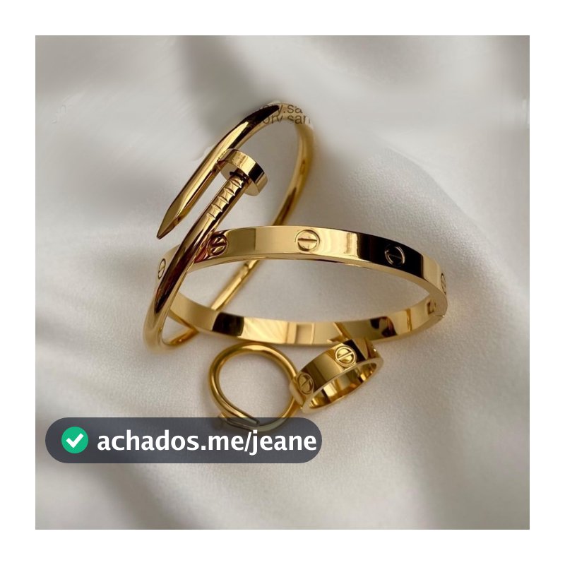 Conjunto Braceletes Aço inoxidável e Anéis Prata ou Dourado Kit Acessórios Femininos Anel Pulseira