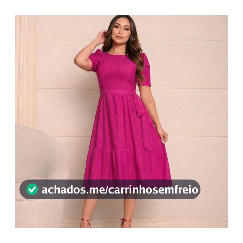 Vestido Feminino Manga Princesa Moda Evangélica Laise Malha 1Maria