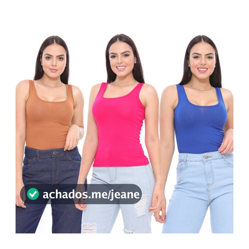 Kit 3 Regatas Feminina Alça Larga Sortidas Queima de Estoque Moda Verão 2027