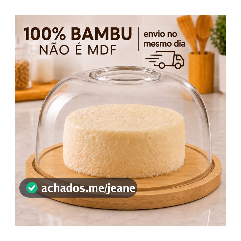 Porta Queijo Queijeira Madeira Bambu Com Tampa 19cm X 9cm Em Acrílico Mesa Posta