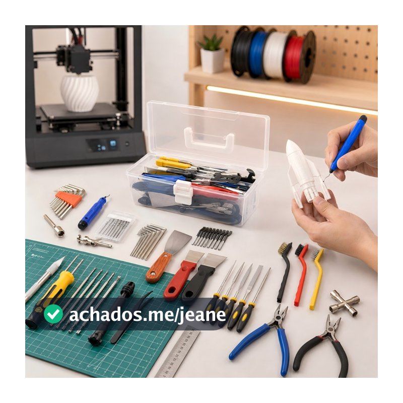 Kit 99 Peças Ferramentas para Impressora 3D Limpeza Bico Estilete Pinça Alicate Brocas e Acessórios