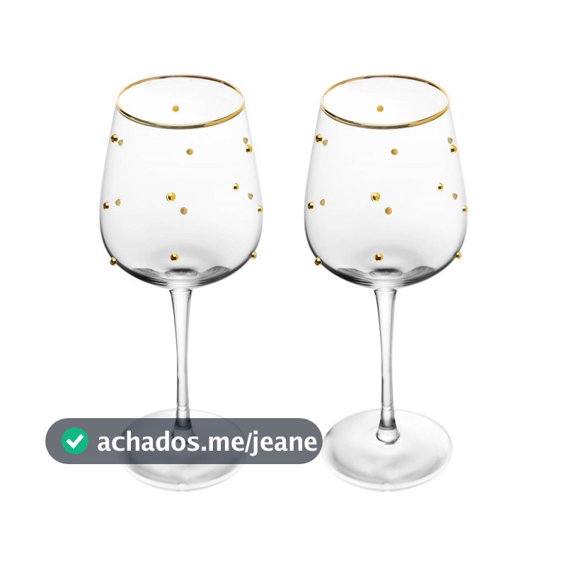 Conjunto 2 Taças Para Vinho Balls Fio De Ouro 350ml - Wolff