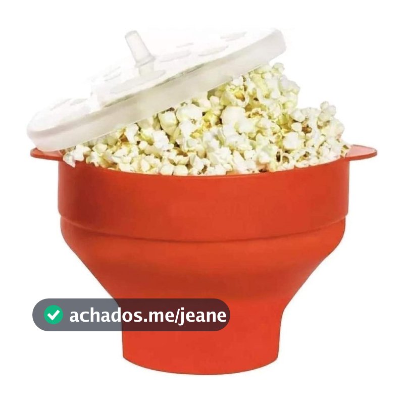 Pipoqueira Grande para Micro‑ondas sem Óleo – Balde de Silicone Redondo com Tampa, Livre de BPA