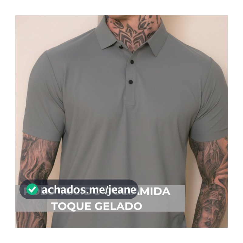 Camisa Poliamida Gola Polo Toque Gelado Premium Camiseta Masculina com Gola e Botao Tecido Gelado Elastico Sem Costura