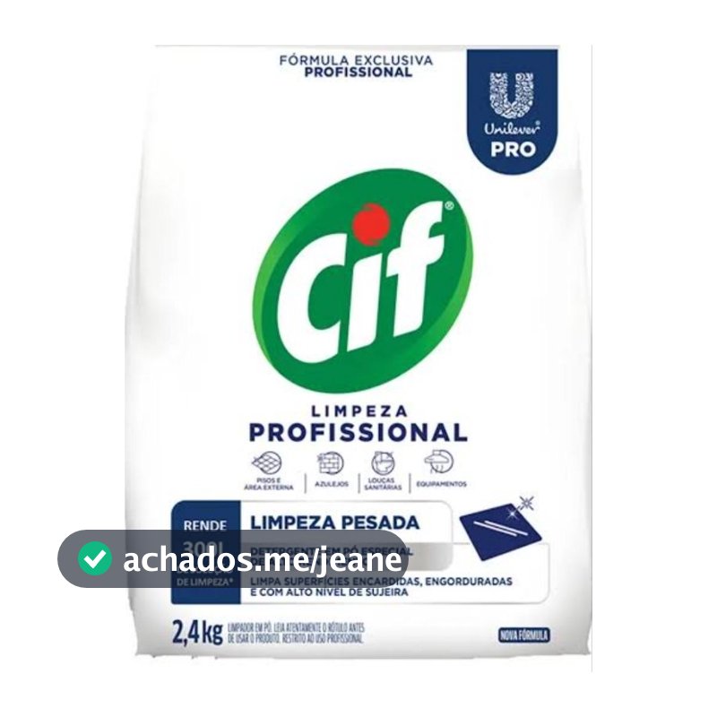 CIF Limpeza Profissional 2,4kg 🧽 Limpeza Pesada • Rende 300L • Detergente em Pó Unilever Pro