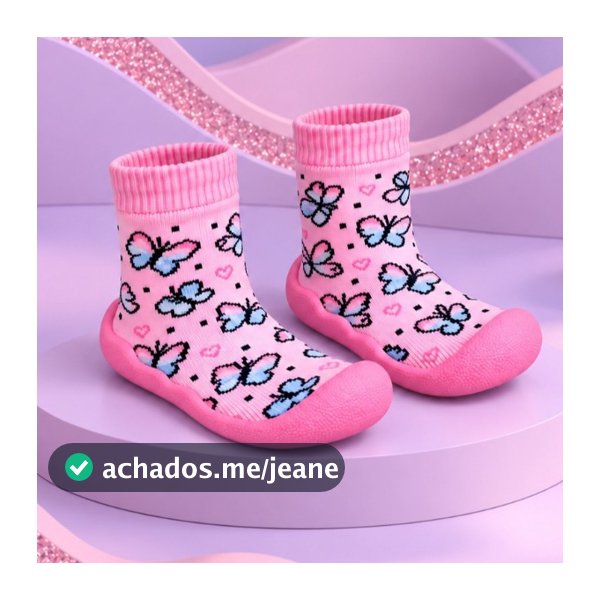 Meia Sapatinho Bebê Menina Antiderrapante com Solinha Confortável Infantil