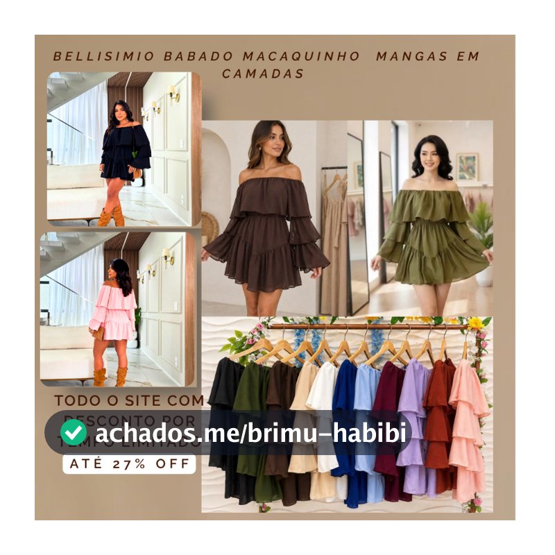 Vestido Macaquinho>  Babado Curto Chiffon  Manga em Camadas