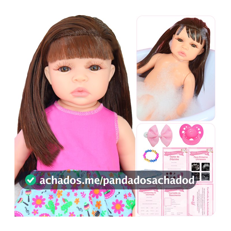 Boneca Bebê Reborn Princesa Menina Realista Pode Dar Banho Silicone Com Vestidinho Vários Acessórios