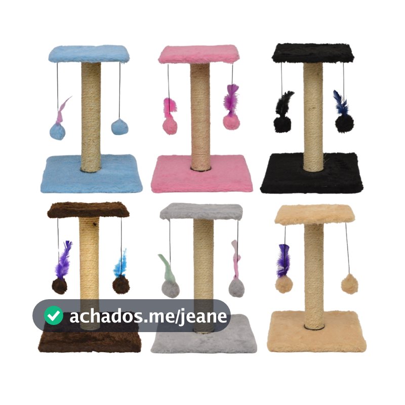 Arranhador Quadrado para Gatos Duas Bases Poste Sisal Brinquedo Diversas Cores Petliz 38x28x28cm