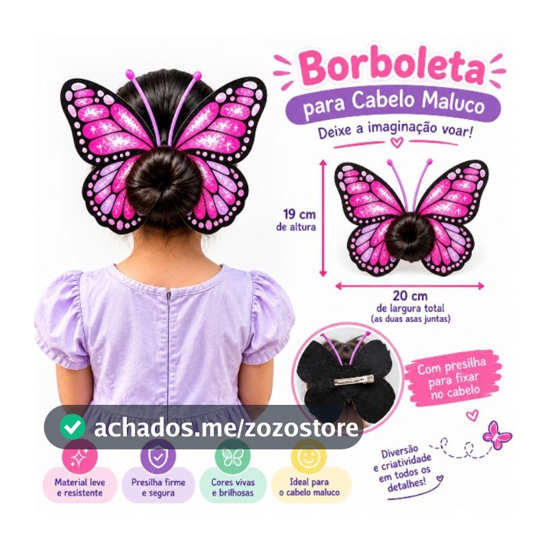 Kit cabelo maluco de borboleta
