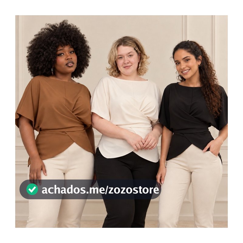 Blusa Feminina em Sedinha Transpassada Manga Morcego Assimétrica Elegante