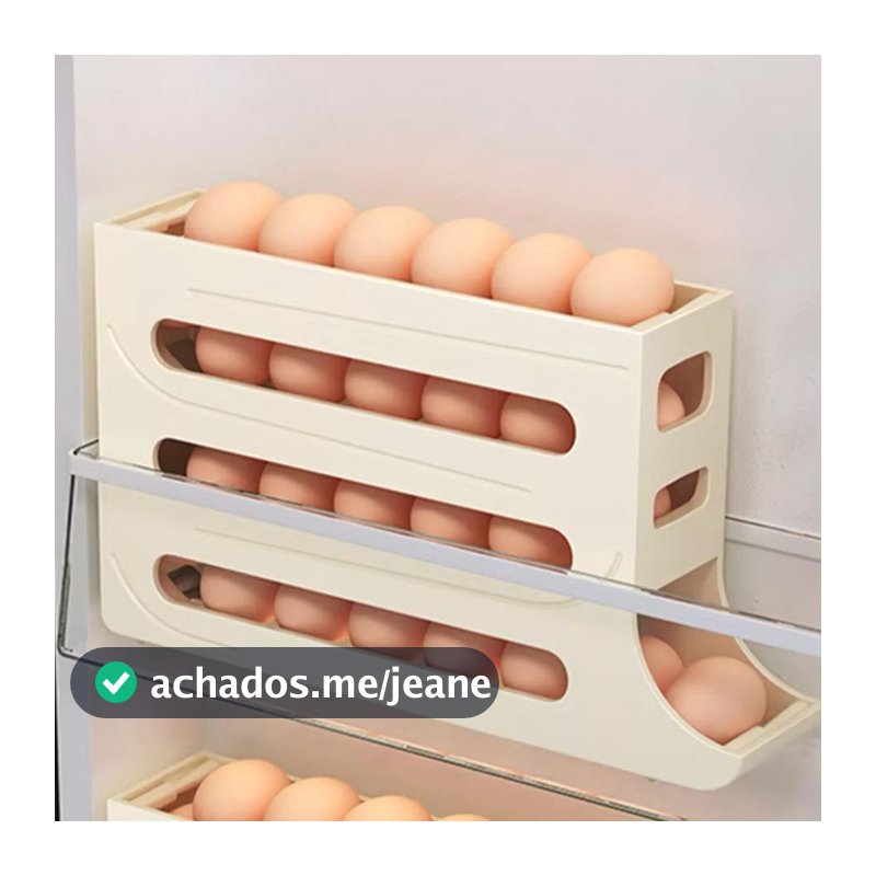 Organizador Porta Ovos Suporte 4 Andares Rolante Para 26 Ovos Dispenser Armazena e organizador de Geladeira