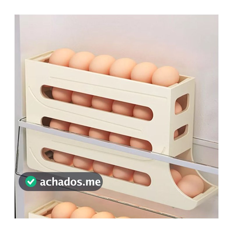 Organizador Porta Ovos Suporte 4 Andares Rolante Para 26 Ovos Dispenser Armazena e organizador de Geladeira