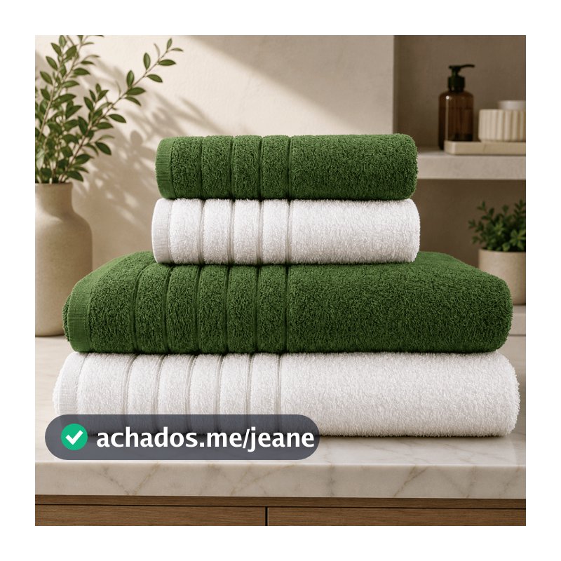 Kit 4 Toalhas Orteu (02 Banho e 02 Rosto) - Jogo de Toalhas 100% Algodão Grande 70cm x 130cm 400g