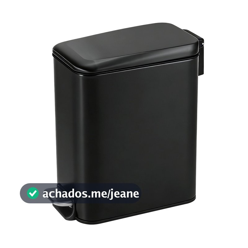 Lixo Lixeira Soft Close 5 Litros Inox Preta Balde Cesto Removível Slim Banheiro Lavabo Cozinha Casa