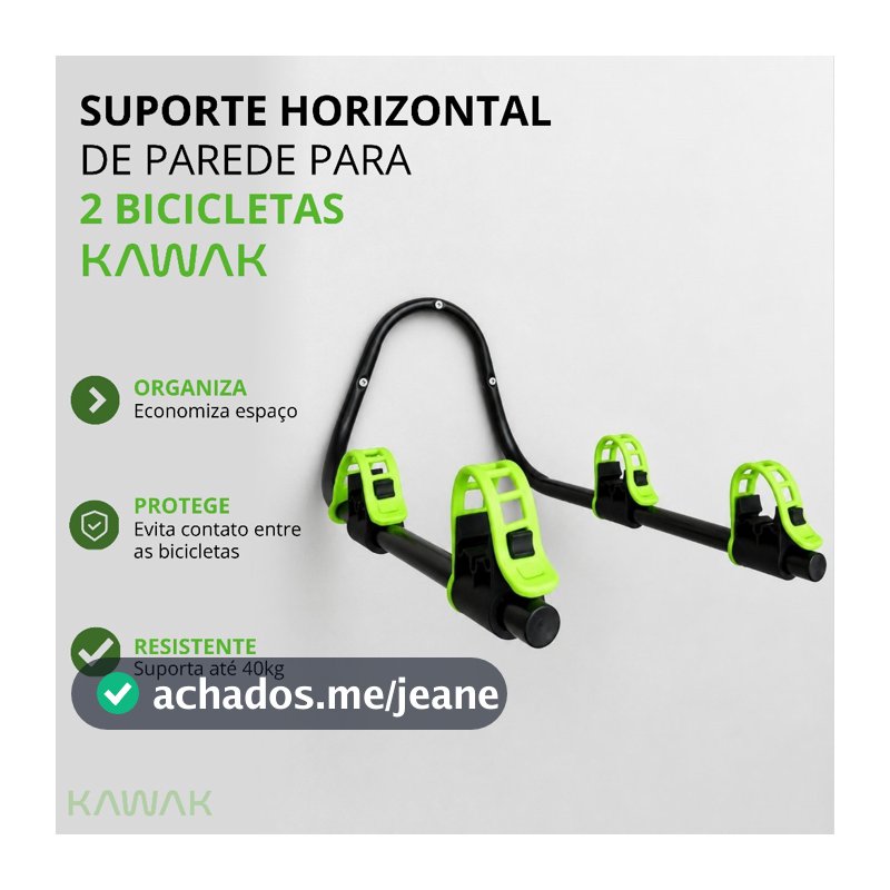 KAWAK Suporte Bicicleta Horizontal Parede Para 2 Bikes