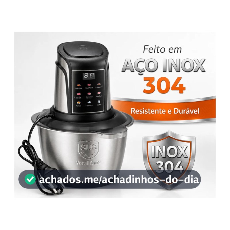 Processador de Alimentos 1200W Elétrico – Triturador e Moedor para Carne, Legumes, Temperos e Alimentos