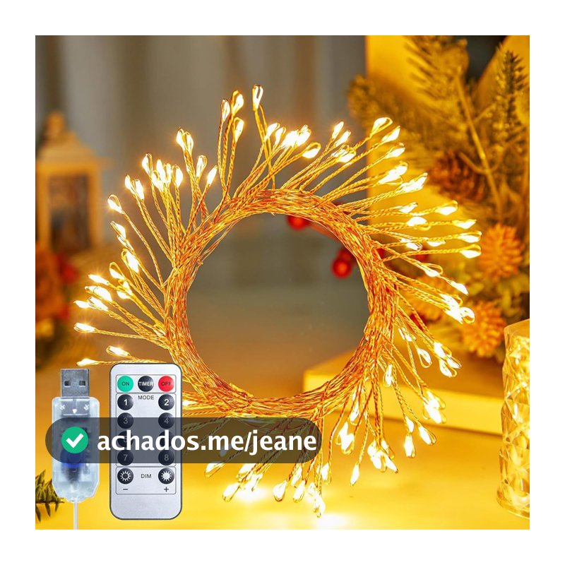 Pisca Pisca USB Com Controle Remoto 8 Modos Prova D'Água Decoração Quarto Natal Festas