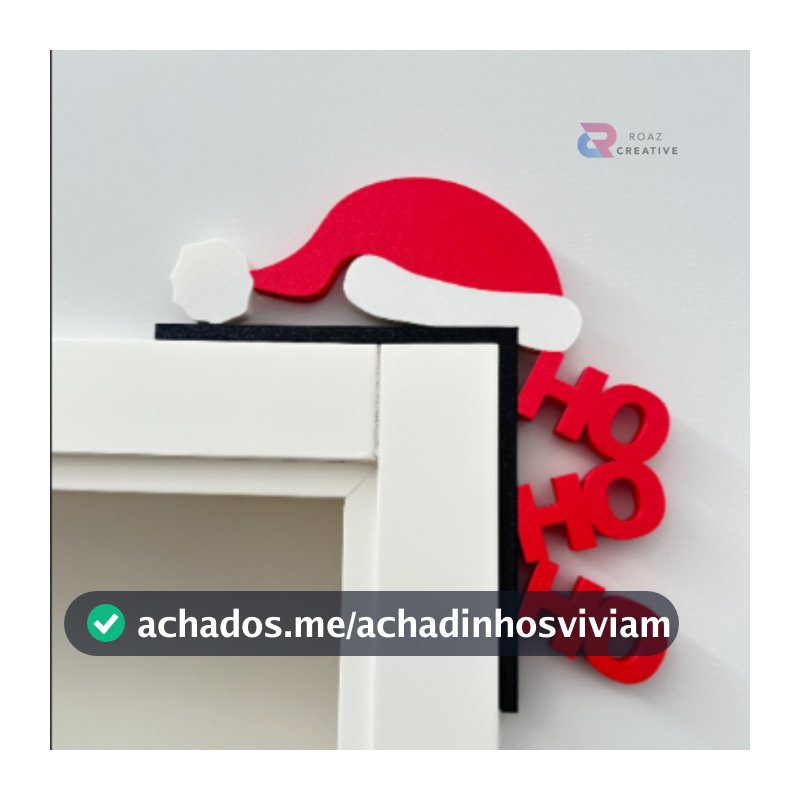 Decoração De Natal Canto de Porta HoHoHo Gorro do Papai Noel Resistente Dupla Face Sem Furos