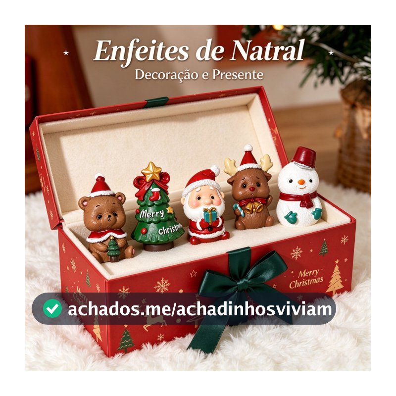 Enfeites de Natal Decoração Papai Noel Rena Urso Árvore Neve Presente