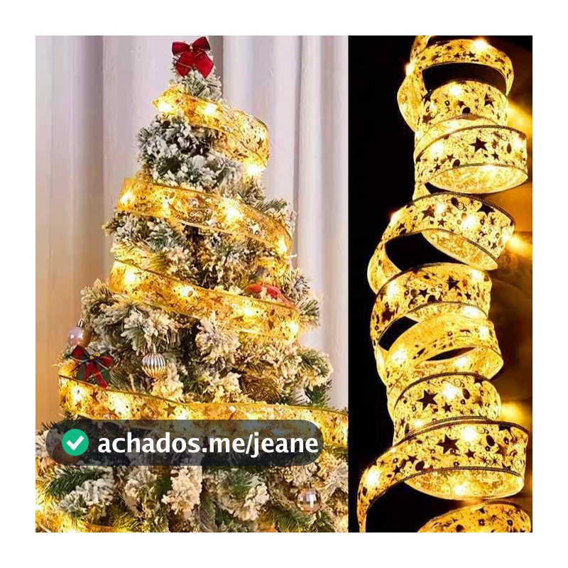 5M Fita De Natal  Luzes Decoração Árvore Laços De Com LED Para Presente Branco Arame De Cobre