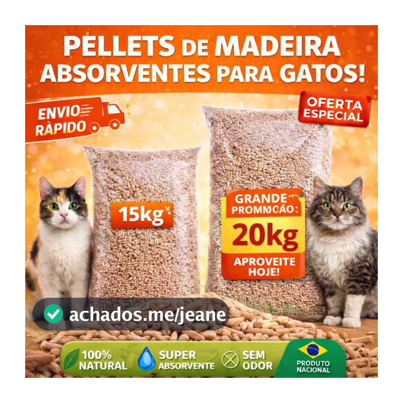 Granulado Higiênico para Gatos e Roedores Pellets de Madeira Biodegradável