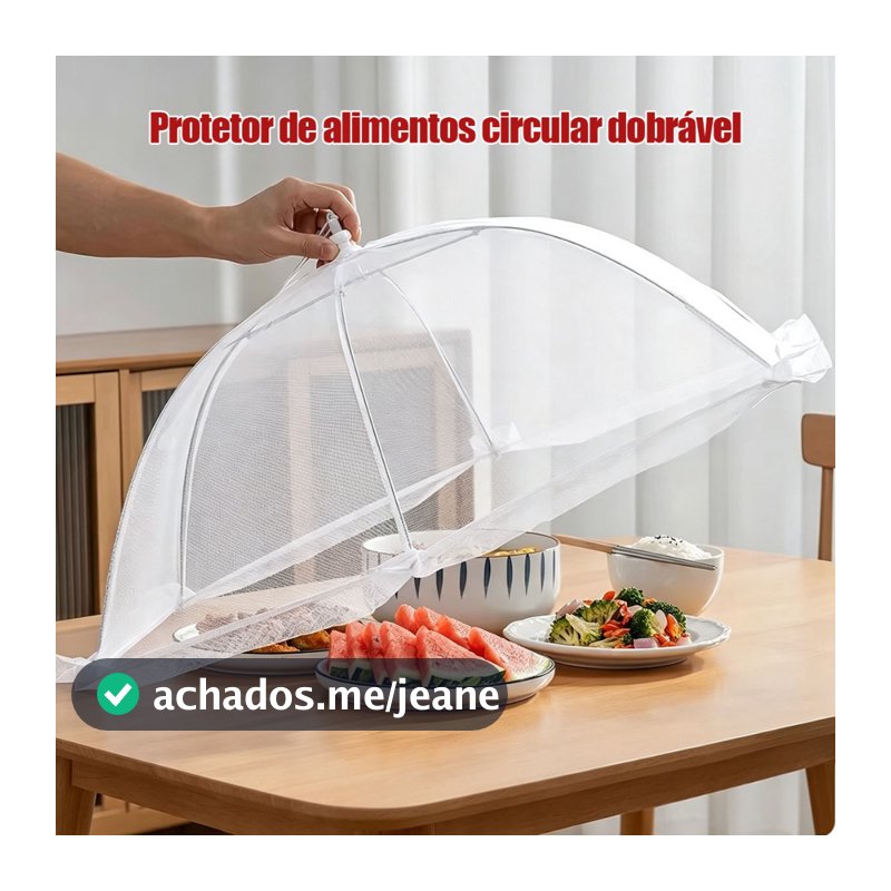 Tela Protetora Dobrável Para Alimentos 45×45cm Anti‑Mosca Proteção de Comida Para Cozinha