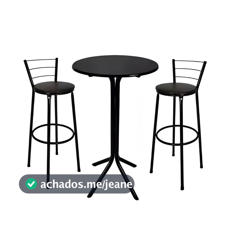 Mesa Bistrô Alta com 2 Banquetas, Ideal Cozinha Pequena, Área Gourmet, Resistente em Aço e MDP Direto de Fábrica