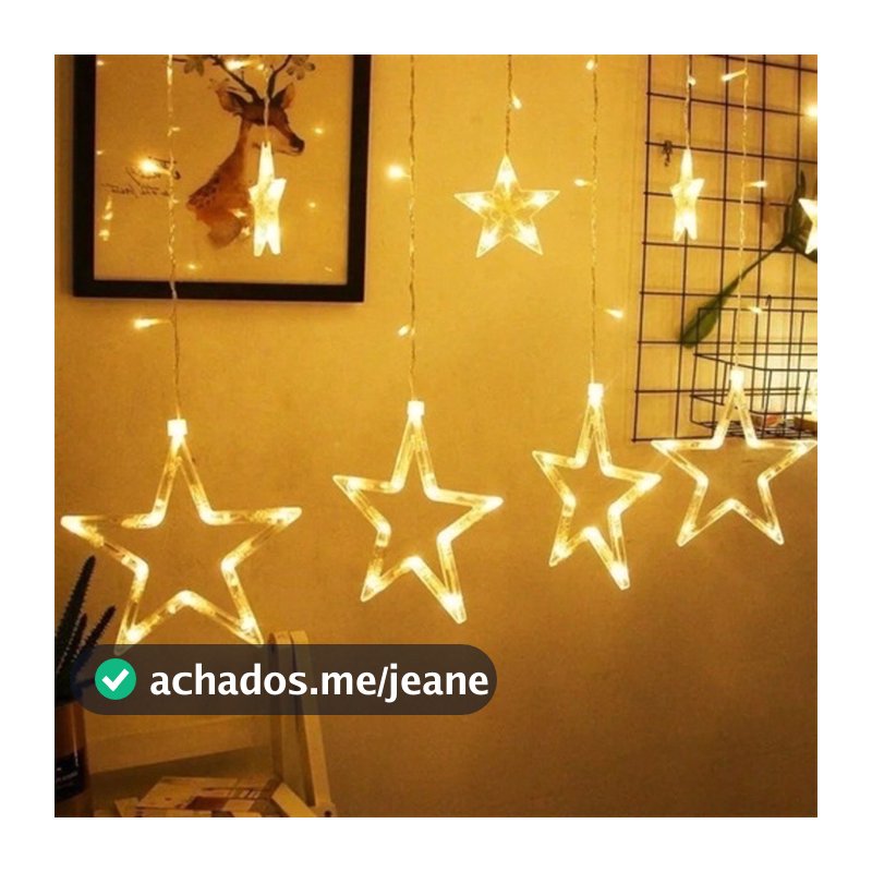 Cascata 120 Led Natal Estrela Decoração 8 Funções 110v3m (com fêmea )