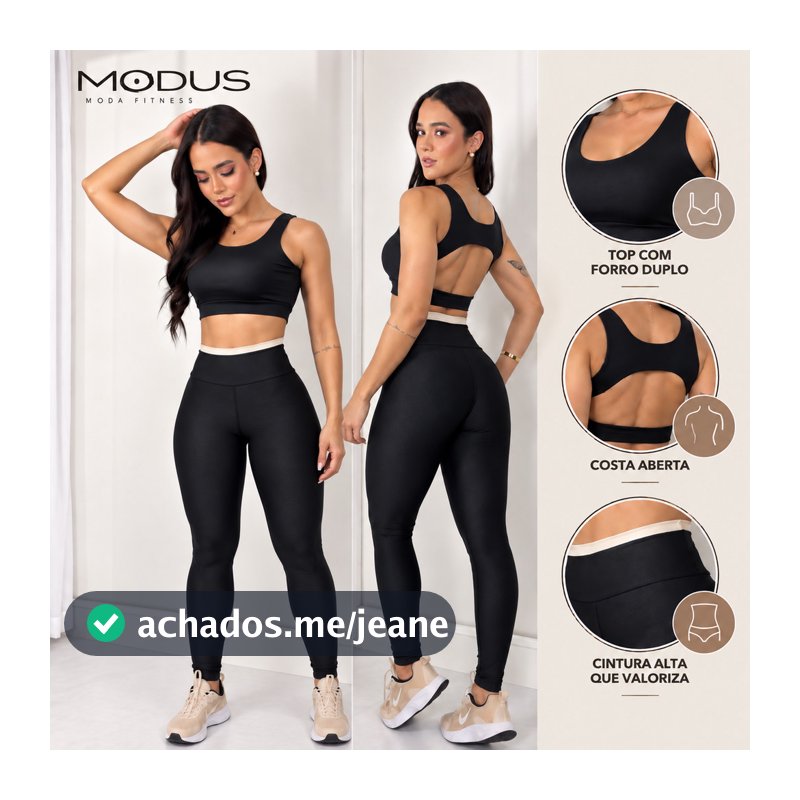 Conjunto Feminino de Academia Calça Legging + Top com Alta Compressão e Zero Transparência