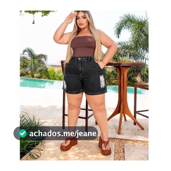 Short Jeans com Elástico plus size com laycra