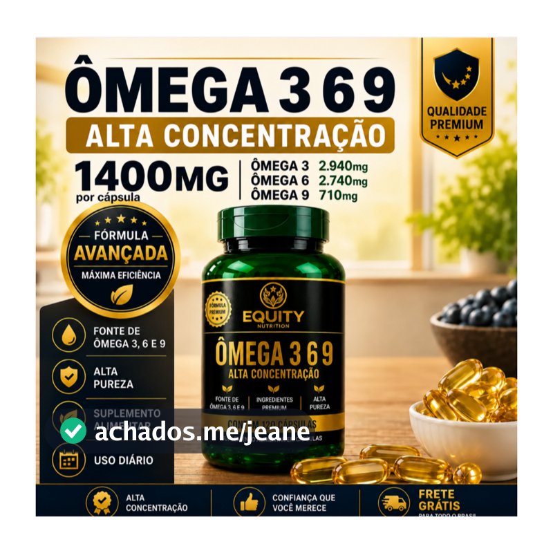 Ômega 3 6 9 EPA DHA 120 Cápsulas Suplemento Alimentar Ácidos Graxos Essenciais