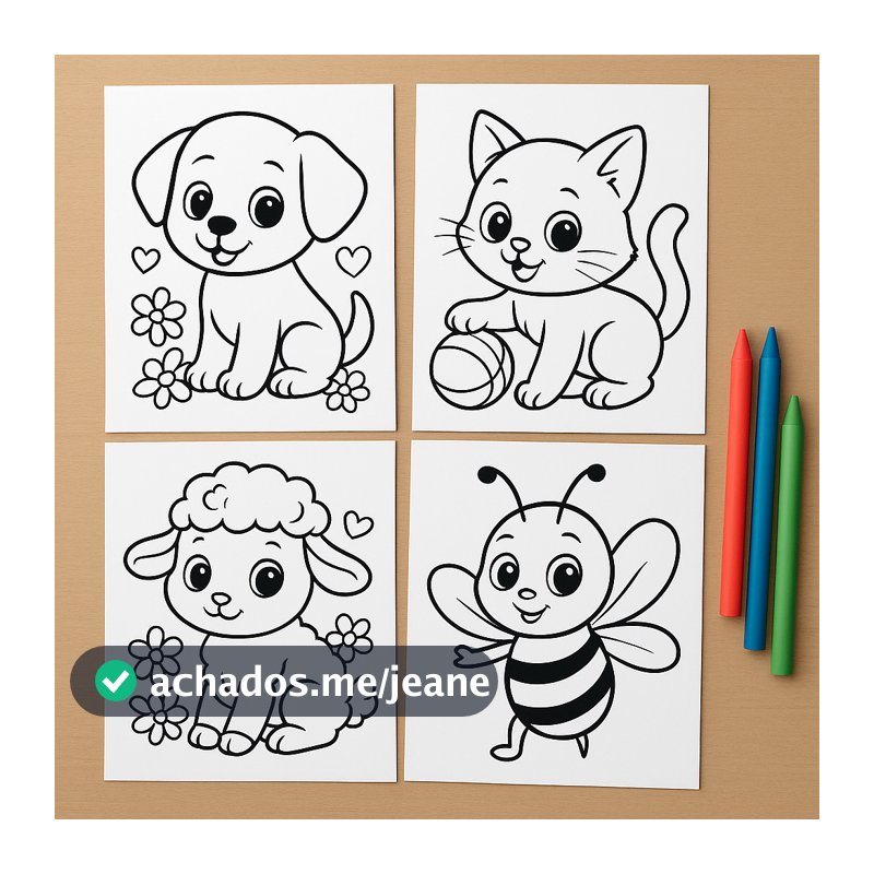 Desenhos para Colorir Animais Infantil Educativas Crianças Pintura Safari Fazenda Zoológico