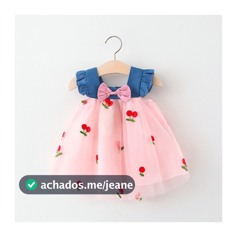 Roupa De Verão Fofa De Malha Jeans Coreana Para Bebê , Roupas De Princesa Bordadas , 0 A 24 Meses